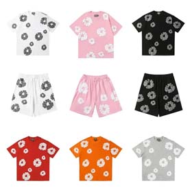 Denim tears DT Loose foamed kapok casual men's and women's T-shirt suit -0930